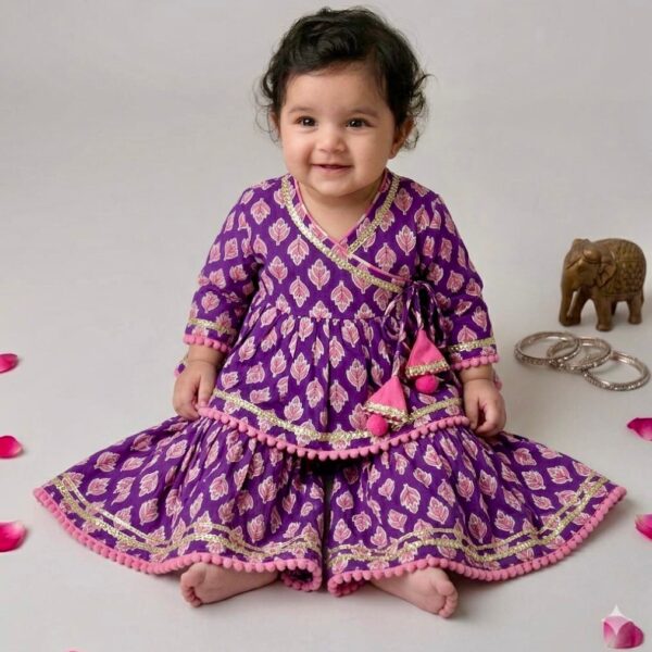 Infant Angrakha kurti skirt set